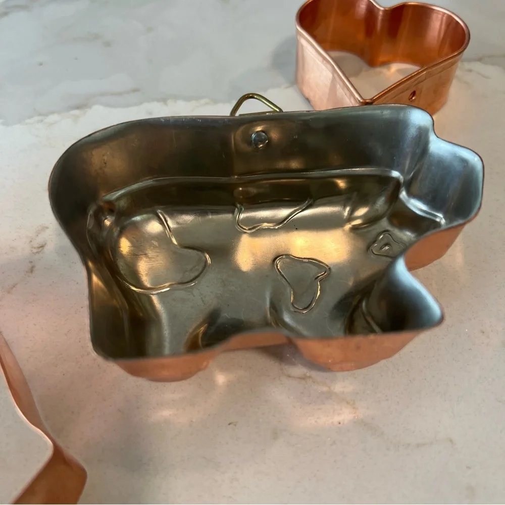 Copper Cookie Cutter Set - Hand, Heart, pig